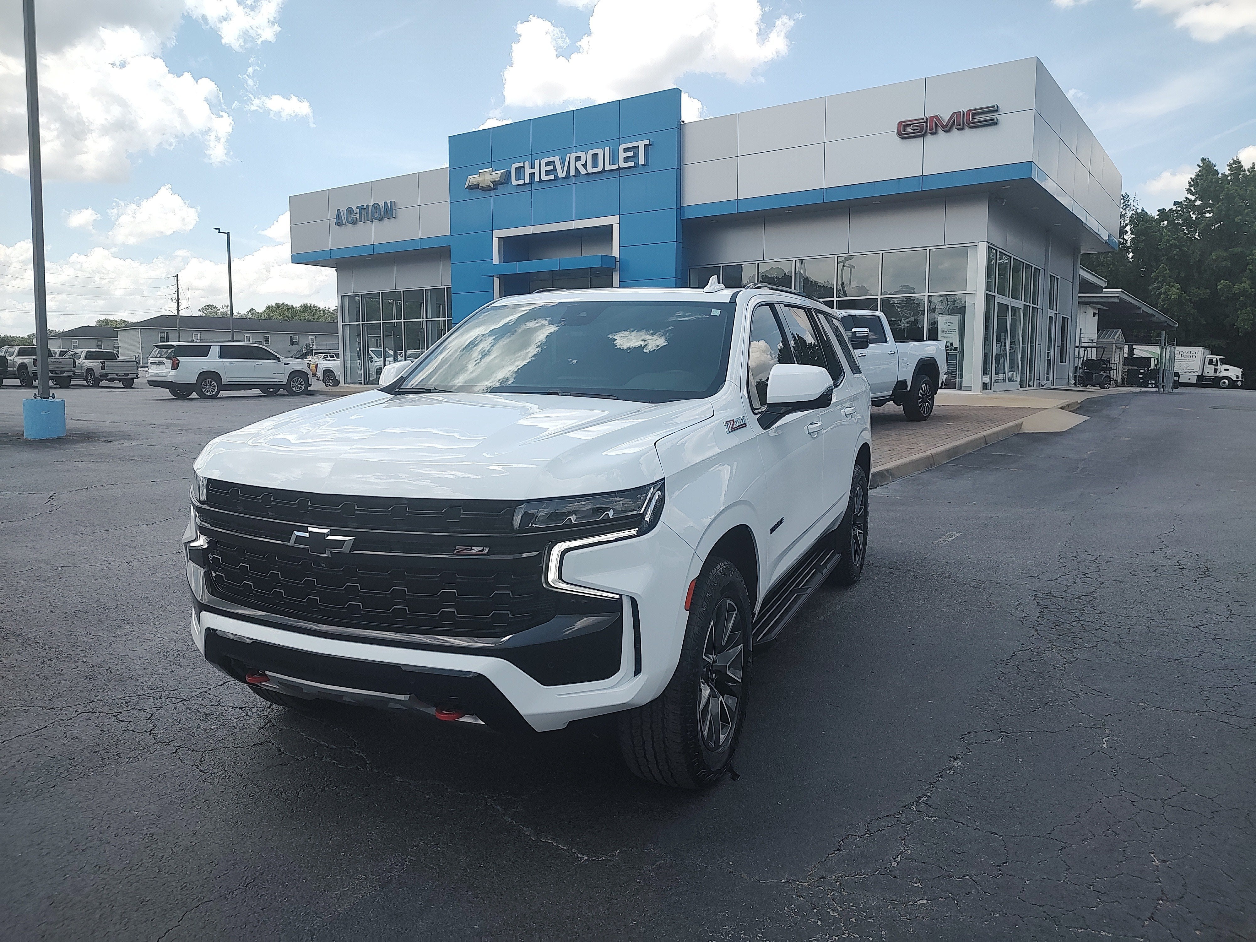 2023 Chevrolet Tahoe Z71 in Summit White — front three-quarter view